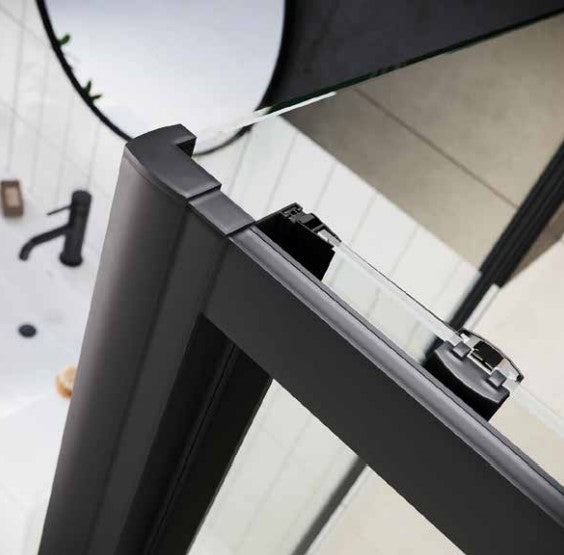 Scudo Black S6 Sliding Door (Combine with Side Panel to make Shower Enclosure) - 6mm Glass