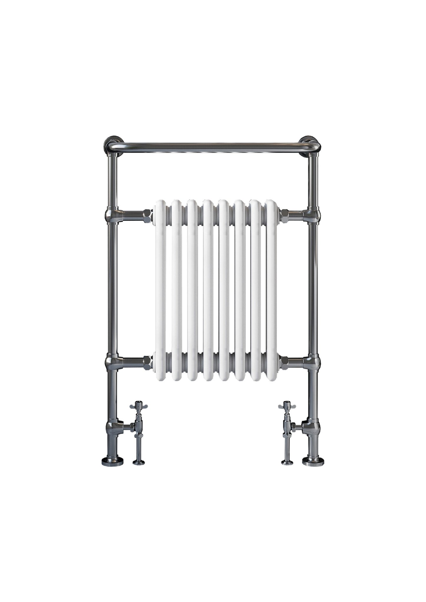 Scudo Harrogate Chrome & White Traditional 8 Column Towel Warmer