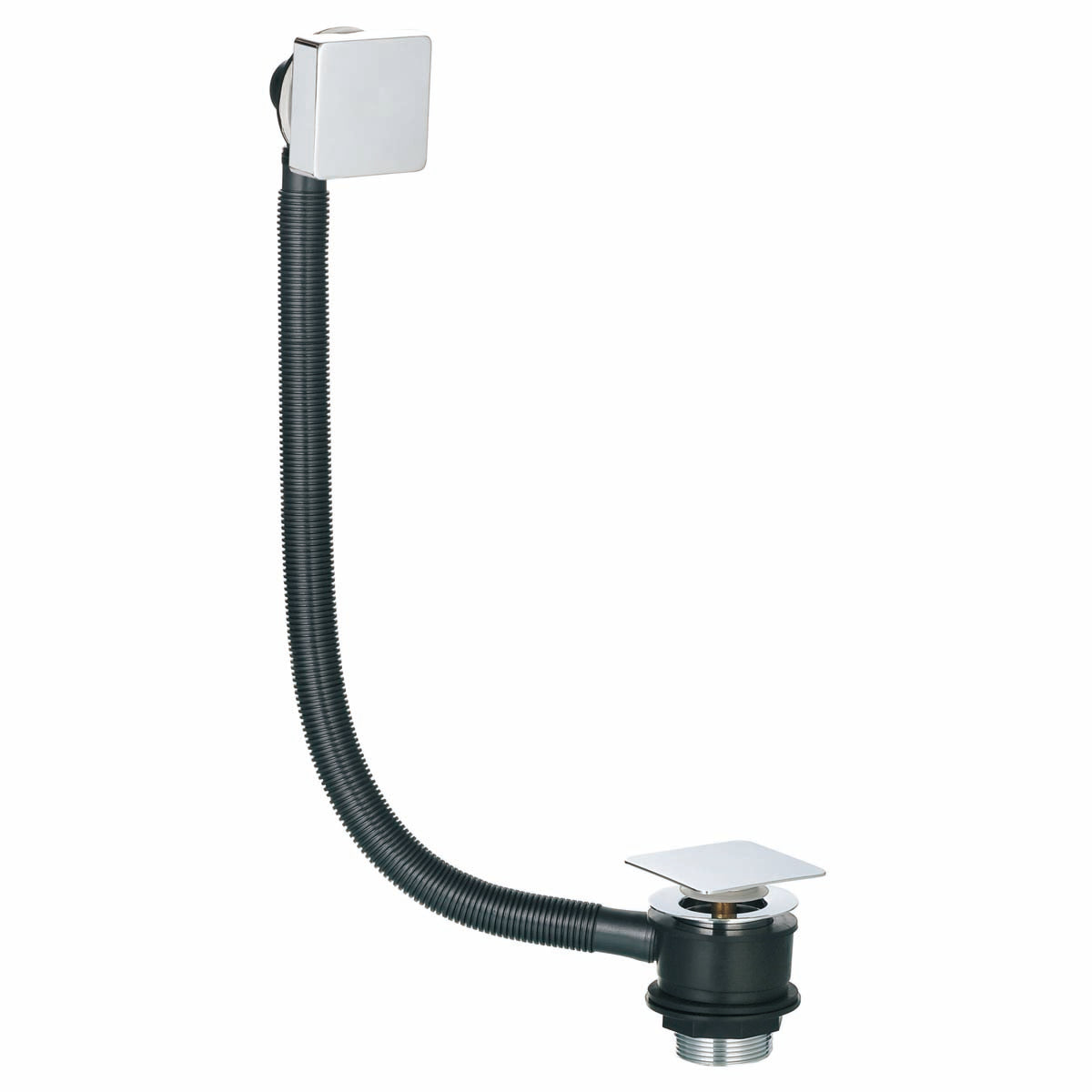 Scudo Square Bath "press" waste with overflow - Chrome