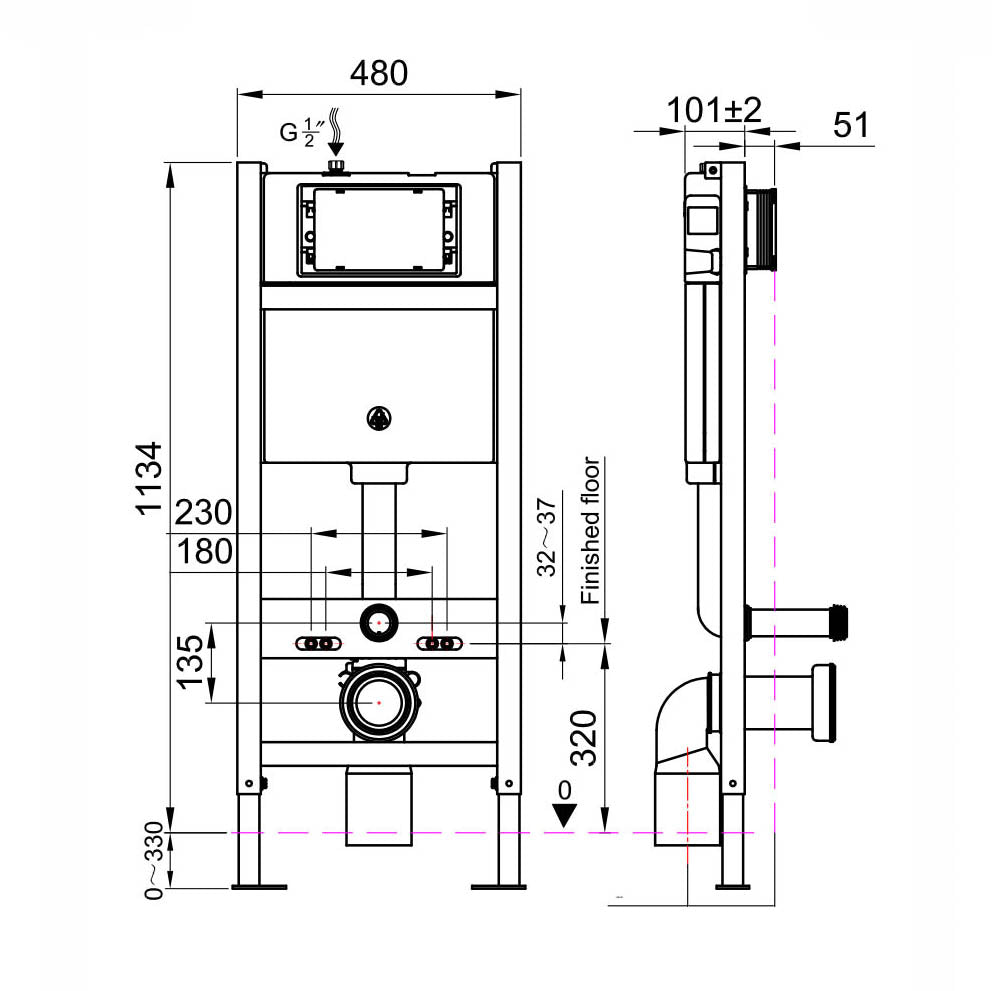 Scudo WC Frame & Cistern
