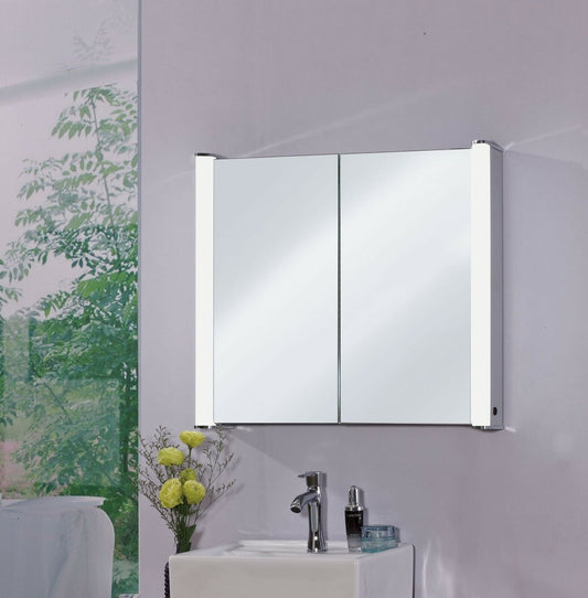 Double Luxury Bathroom Cabinet 2 Door LED Mirrored With Bluetooth Speakers