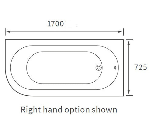 Bowline J Shape 1700x725x600mm undrilled for tap (Select Hand)