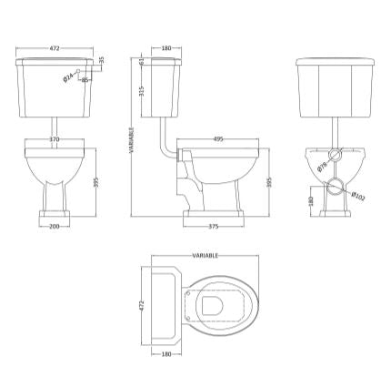 Traditional Low Level Pan & High Cistern & Pipe Kit