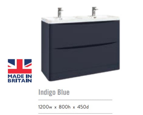 Bella Floor Standing Vanity units with Double Basin - Indigo Blue