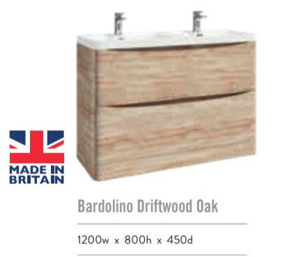 Bella Floor Standing Vanity units with Double Basin - Bardolino Driftwood Oak