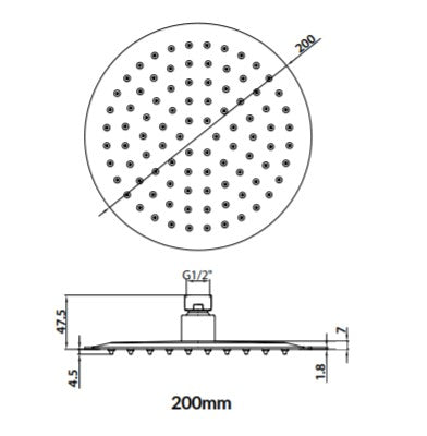 Scudo Round Shower Heads 200mm Chrome