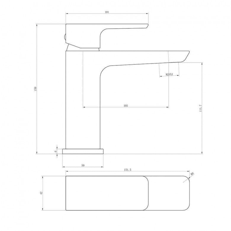 Scudo Muro Mono Basin Mixer with Click Waste - Chrome