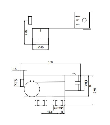 Scudo Douche Chrome -Thermostatic Vertical Valve