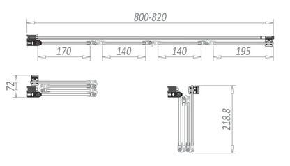 Scudo Acqua Arm 4 Panel  Bath Screen S6 1500 x 800mm 6mm Glass