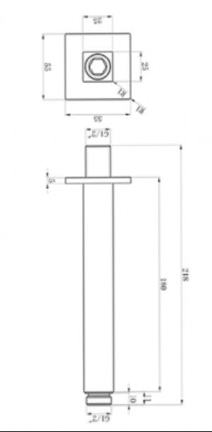 Scudo Square Ceiling Mounted Shower Arm -Black