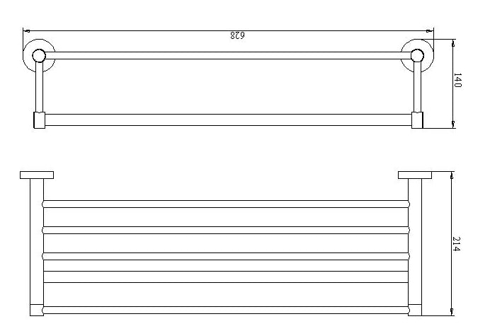 Towel shelf with rail