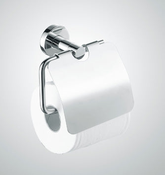 Toilet roll holder with flap -Round