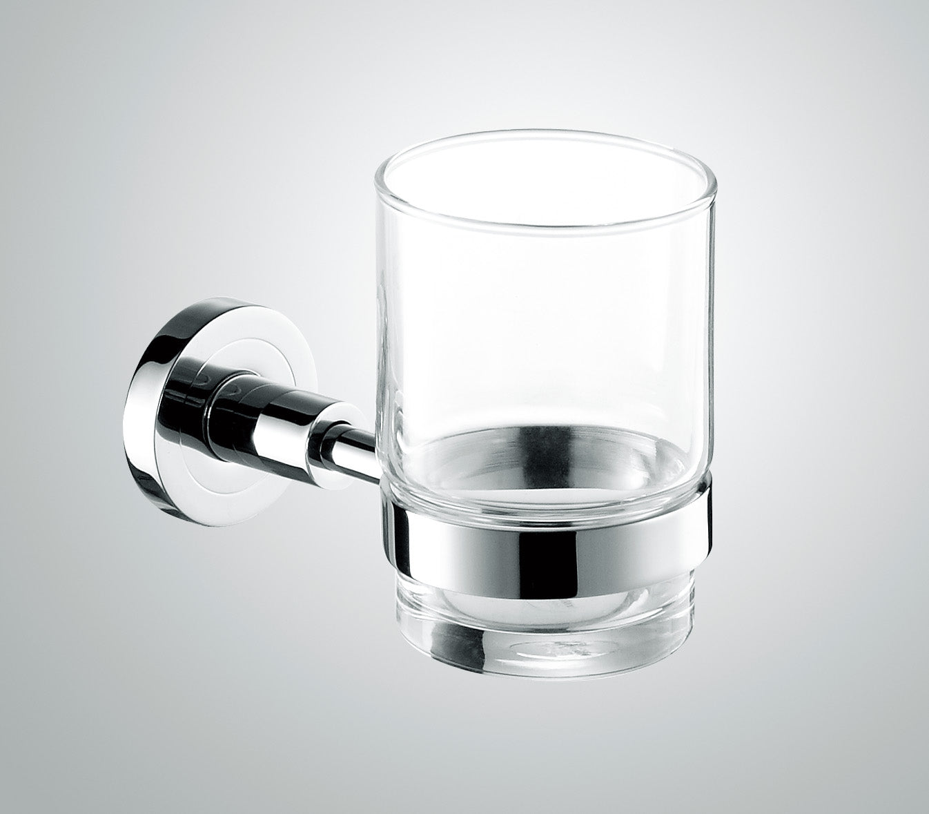 Glass tumbler with Chrome holder