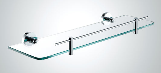 rectangular glass shelf with gallery rail