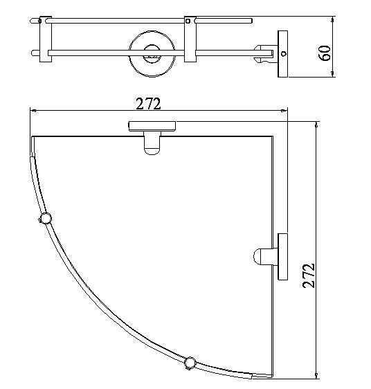 Corner glass shelf with Brackets