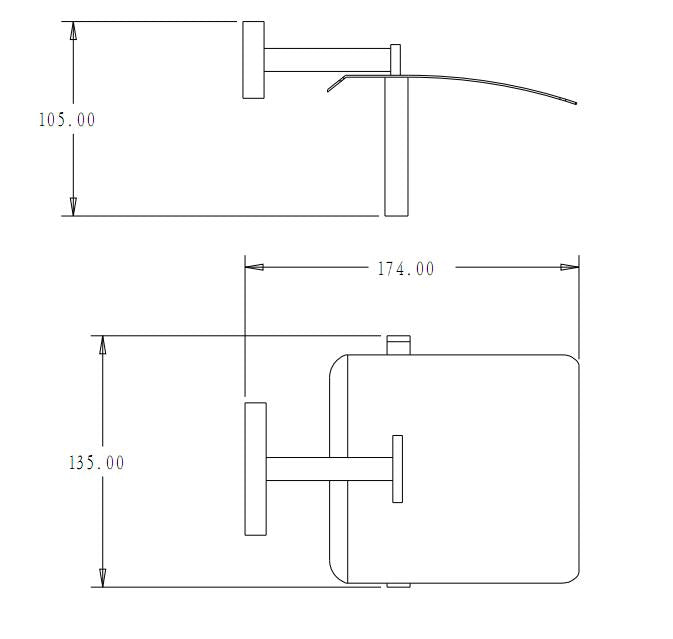 Toilet Roll Holder with Flap - Square