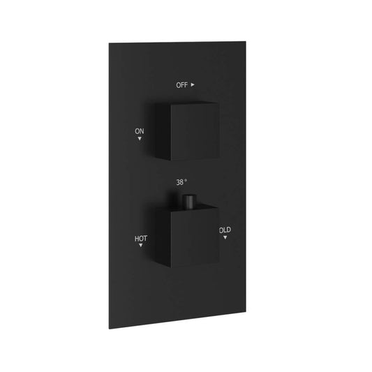 Scudo Twin Square Concealed Valve with Plate- 1 outlet - Black