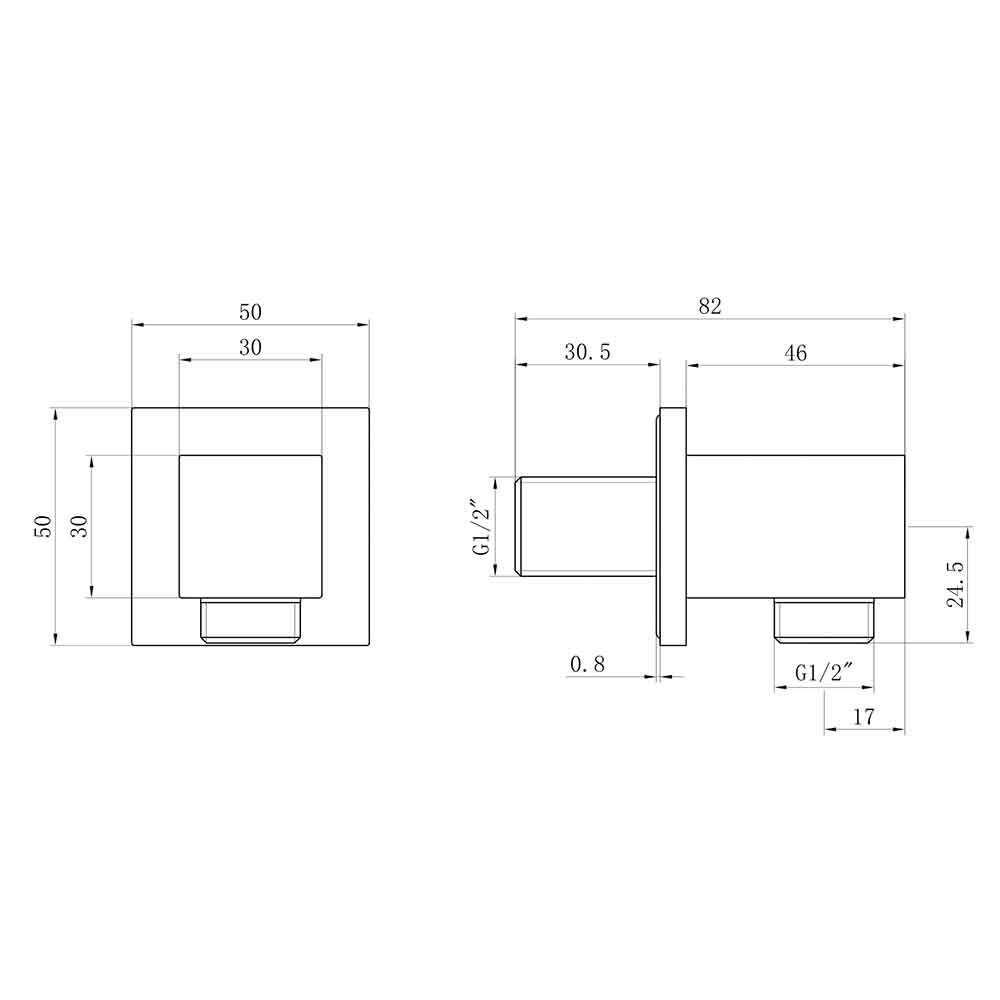 Scudo Square Chrome Shower Outlet Elbow
