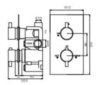 Scudo Round Thermostatic  Concealed Shower Set Two