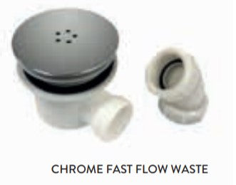 Scudo Fast flow waste for 40mm Trays - Chrome