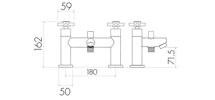 Scudo Kross Bath Shower Mixer with shower kit and wall bracket