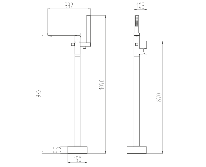 Scudo Lanza Freestanding Bath Tap with Hand Shower