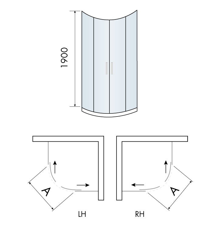 Scudo Luxury Chrome S8 Double Door Equal Quadrant Shower Enclosures - 8mm Glass