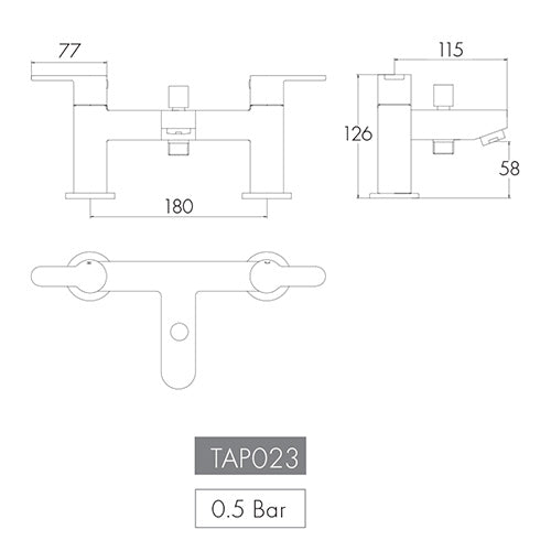 Scudo Favour Bath Shower Mixer with shower kit and wall bracket