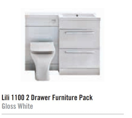 Scudo  Lili 1100  Gloss White Furniture Set -2 Draw