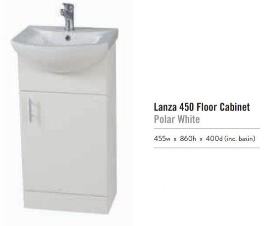Scudo Lanza 450mm wide Vanity with Basin - Polar White
