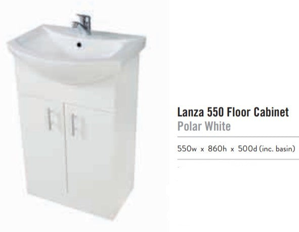 Scudo Lanza 550mm wide Vanity with Basin - Polar White