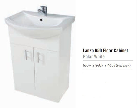 Scudo Lanza 650mm wide Vanity with Basin - Polar White