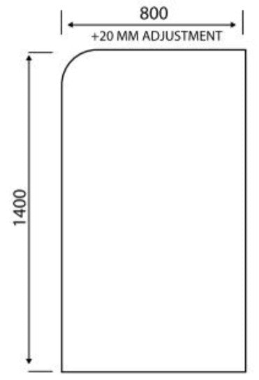 Scudo Radius edge Bath Screen S6 1400 x 800mm 6mm Glass