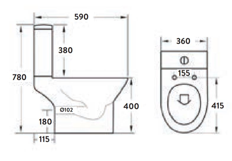 Scudo Middleton open Back WC -inc seat