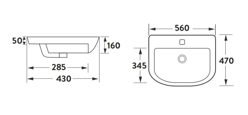 Scudo curved Semi Recessed Basin