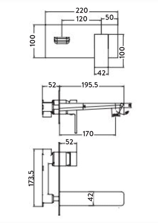 Scudo Muro Wall Basin Mixer in Chrome