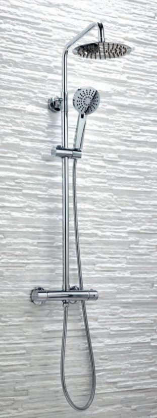 Scudo Serena Round chrome Thermostatic Shower with rigid and Adjustable risers