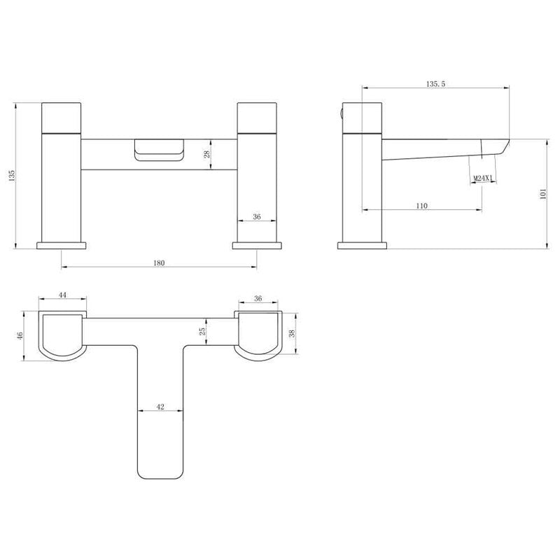 Scudo Muro Bath Filler - Chrome
