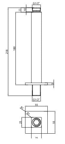 Scudo Square Ceiling Mounted Shower Chrome Arm