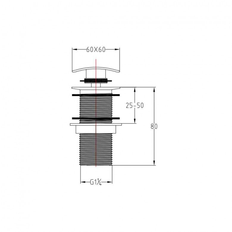 Scudo Square Dome Unslotted Sprung Basin Waste - Chrome