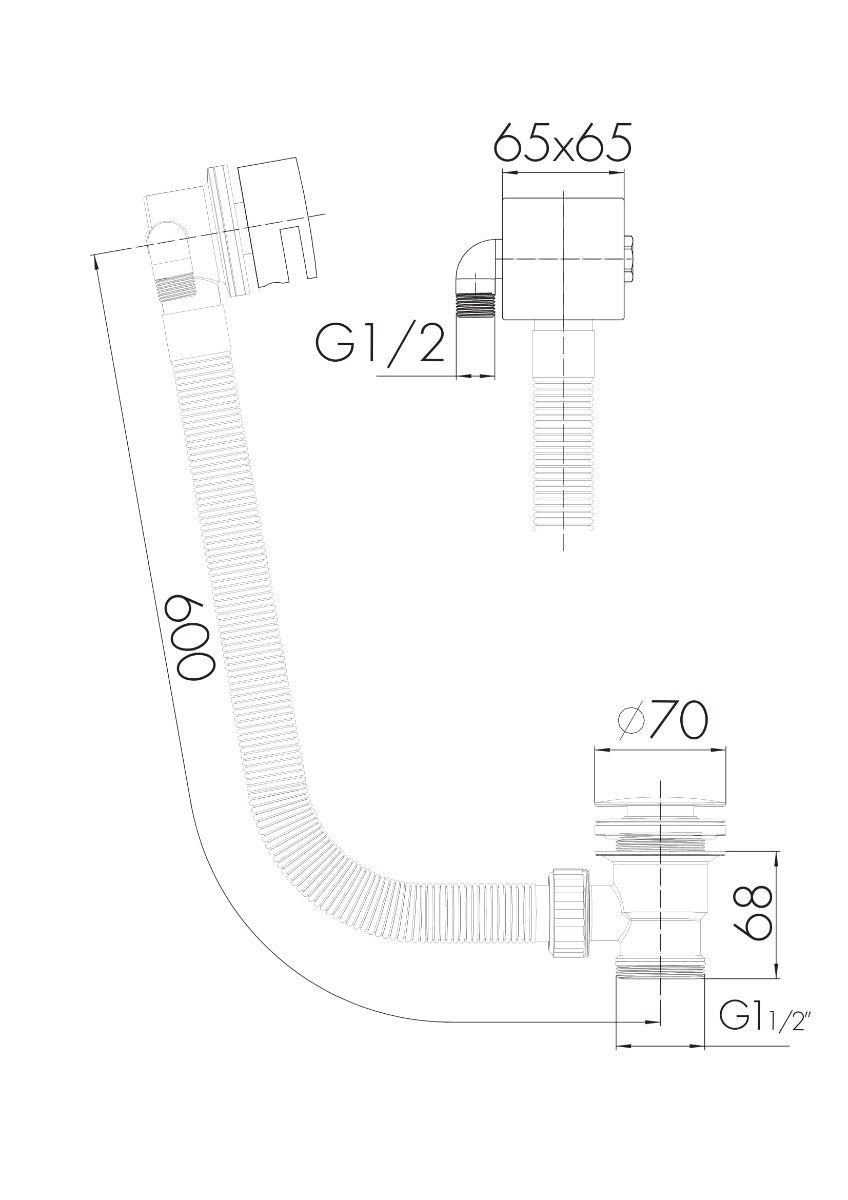 Scudo Square Bath Filler with Overflow & Waste