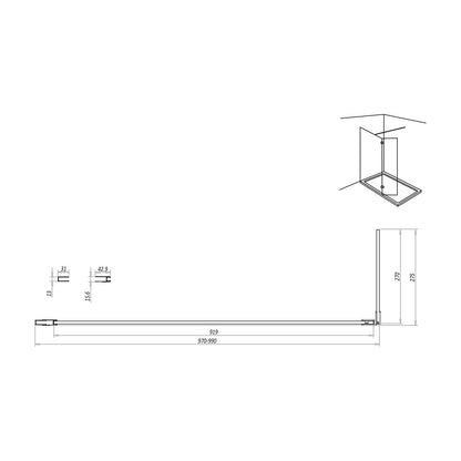 Scudo S8  Wetroom Glass and Hinged Return Panel with Chrome Hardware - 8mm glass