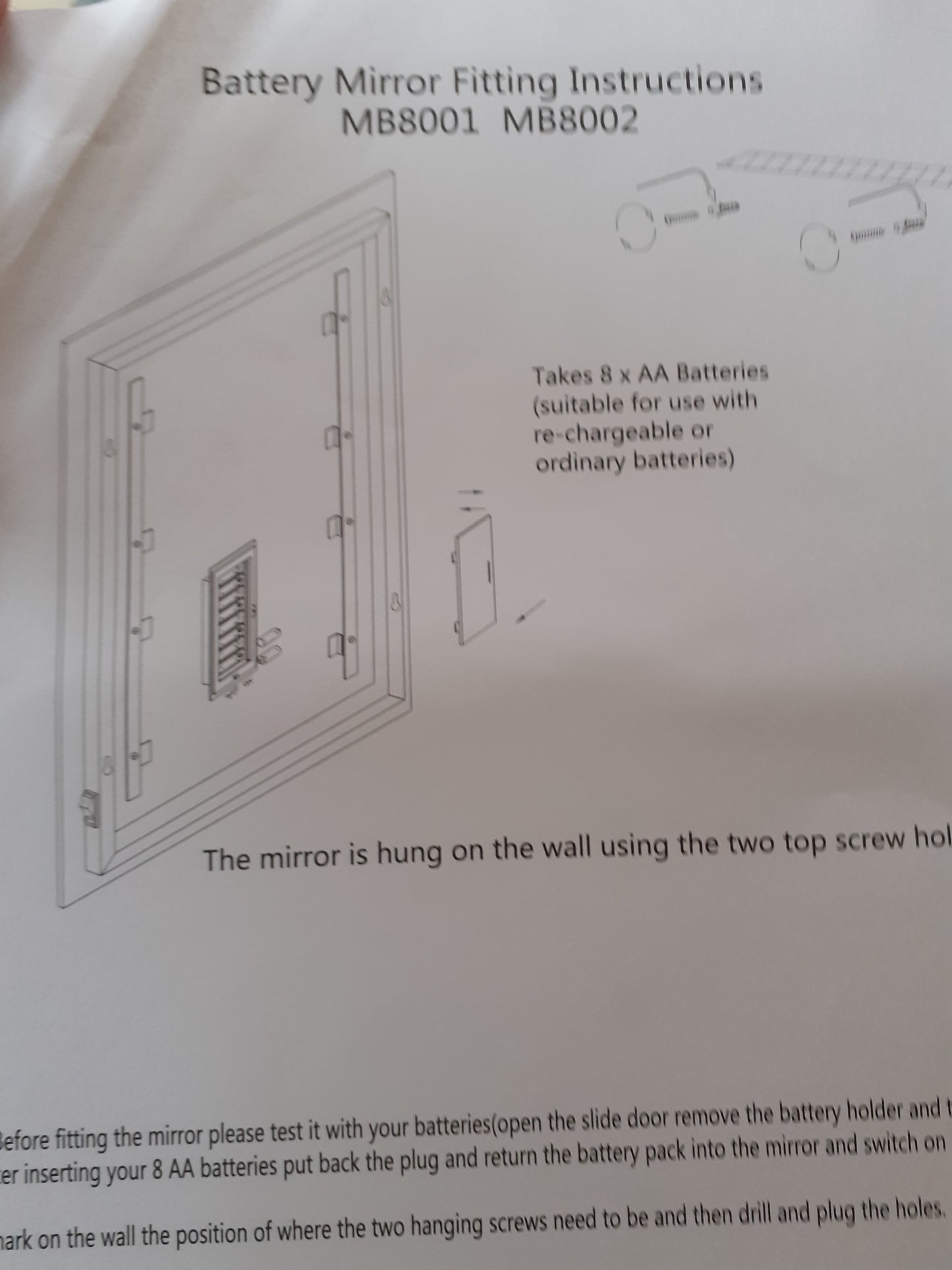 Battery Mirror  LED Mirror with Press Switch (500 x 390mm)