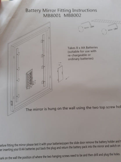 Battery Mirror  LED Mirror with Press Switch (500 x 390mm)