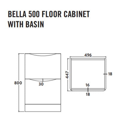 Bella Floor Standing Vanity units with Basin - Matt Grey (3 Sizes)