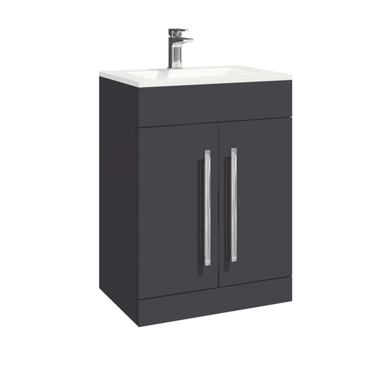 Lili 600mm Floor Standing 2 Door Vanity Unit With Basin- Matt Grey