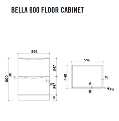 Bella High Gloss White Floor Standing Vanity units for Counter Top Basin (3 Sizes)