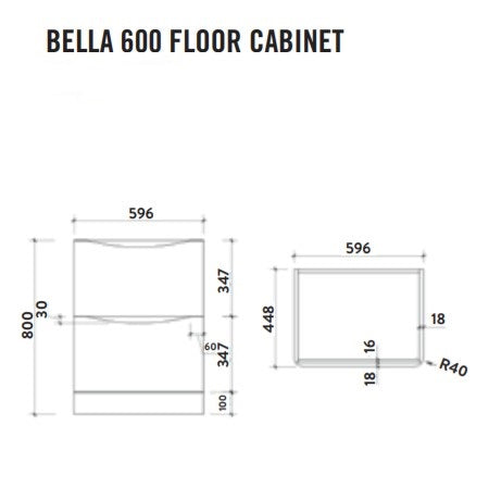 Bella  Floor Standing Vanity units for Counter Top Basin - Bardolino Driftwood Oak (3 Sizes)