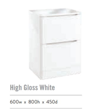 Bella High Gloss White Floor Standing Vanity units for Counter Top Basin (3 Sizes)