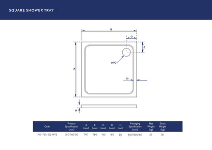 Scudo Square 30mm Shower Trays